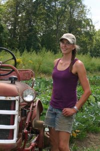Farmer, Elizabeth Wood, in the field.